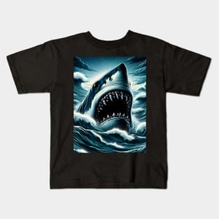 Unleash Oceanic Dread: Dive into Shark-Inspired Thrills with our Jaws-Inspired Collection! Kids T-Shirt